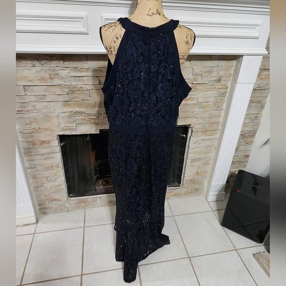 Alexa B. NITES Navy Lace And Mesh Party Maxi Dress Plus‎ Size 18W 2X New! - Picture 6 of 9
